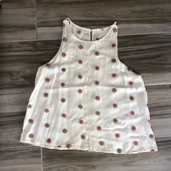 Mine White Polkadot Blouse Size Large - Picture 4 of 9